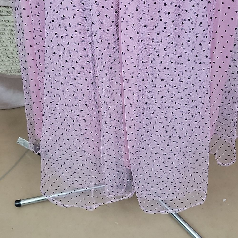 O. VIANCA Georgette Black Polka Dots on Pink‎ Maxi Skirt Small - Picture 7 of 9